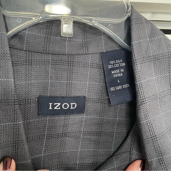 IZOD Men's Button Down Shirt Silk/Cotton Size Large - Picture 2 of 8